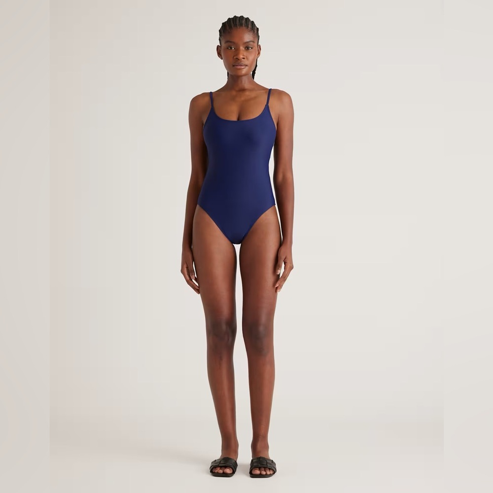 Quince Navy Blue Italian Cami One-Piece Swimsuit Size XS, S, M NWT